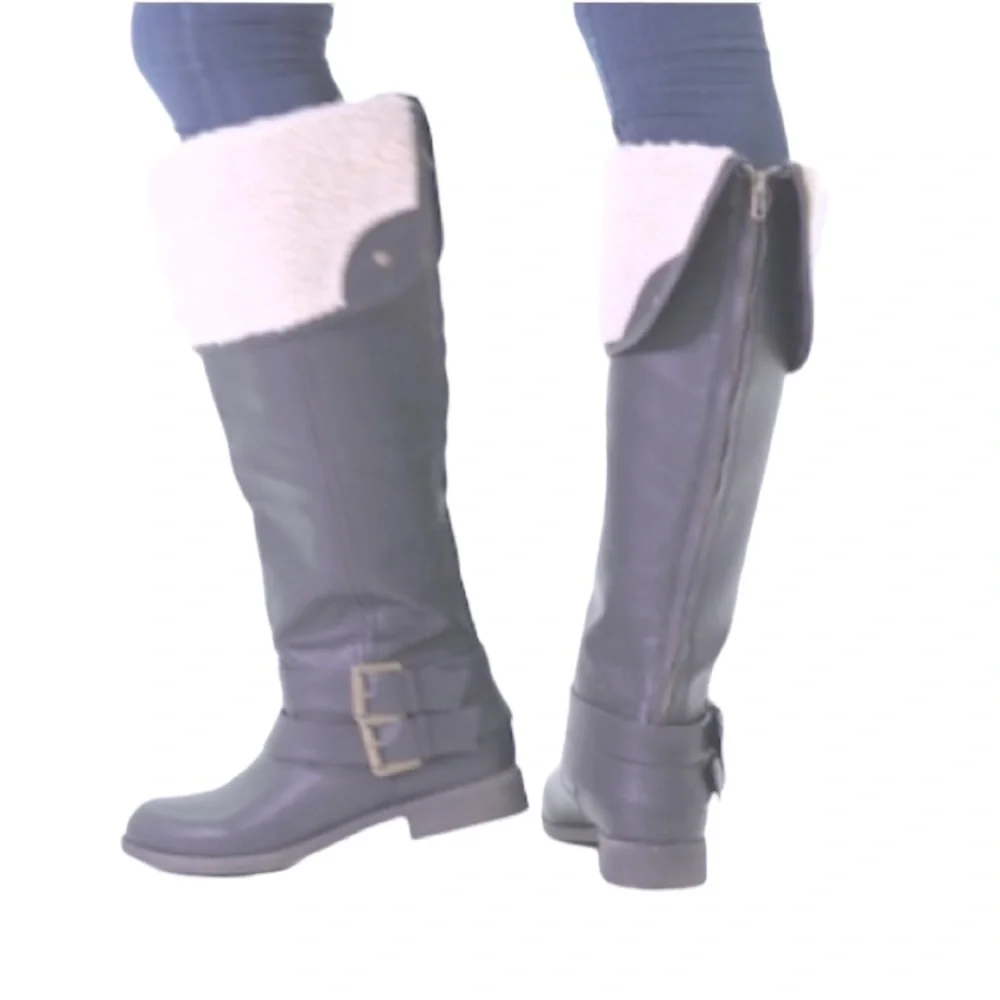 Grey Riding Boots Knee High Over Knee Cornelia Neutral Gray Taupe Womens Size 9